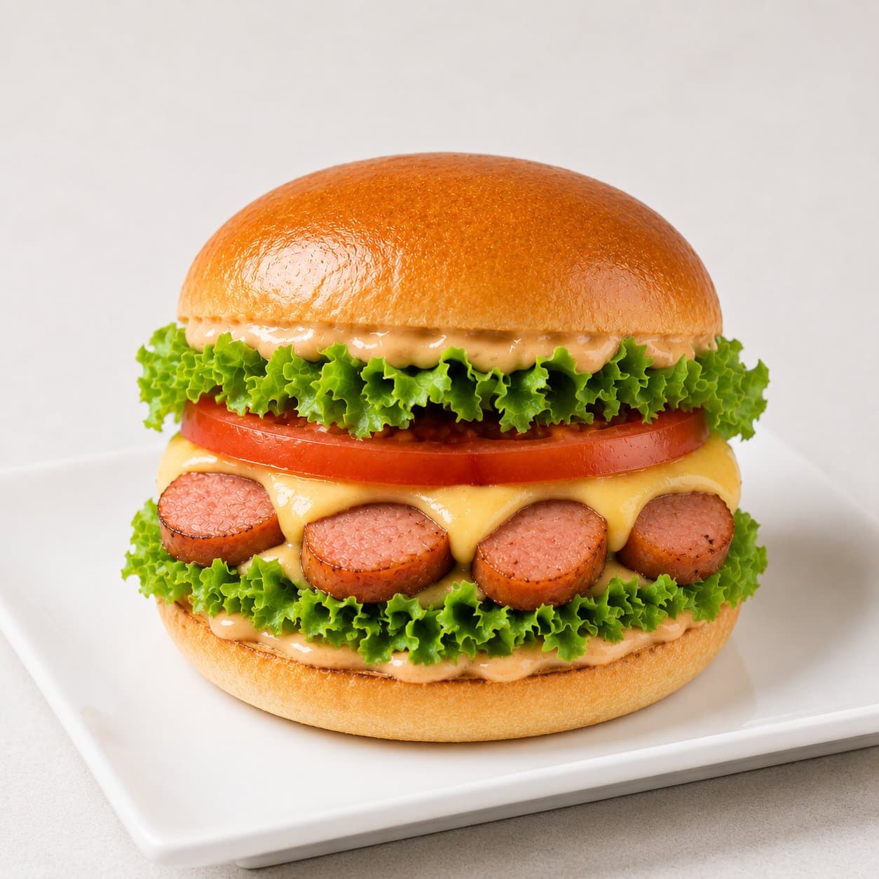 Hamburger xúc xích phô mai