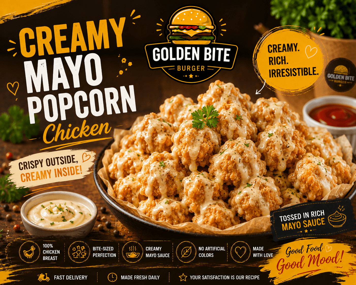 Creamy Mayo Popcorn Chicken