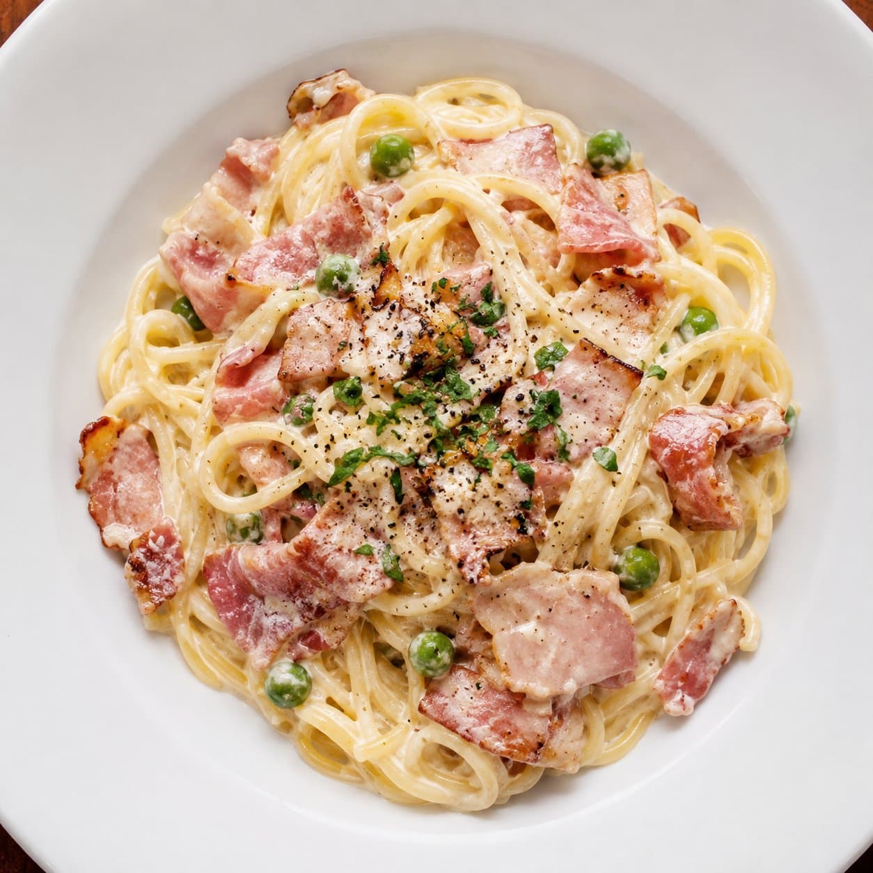 Pasta sốt kem thịt xông khói