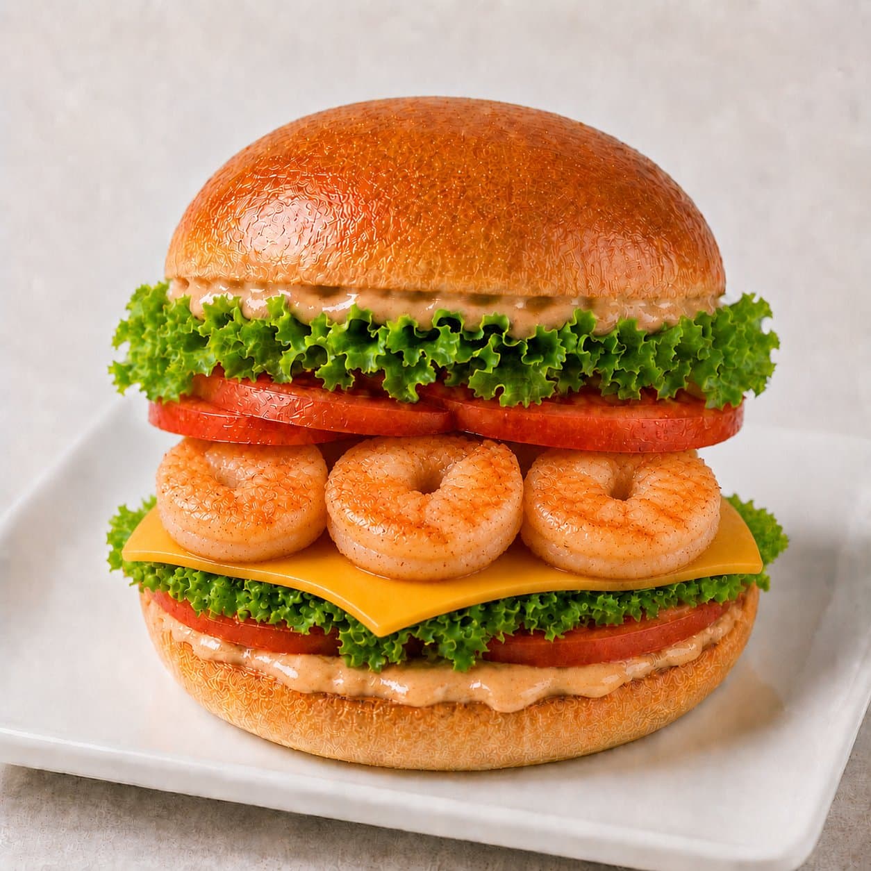 Hamburger tôm phô mai