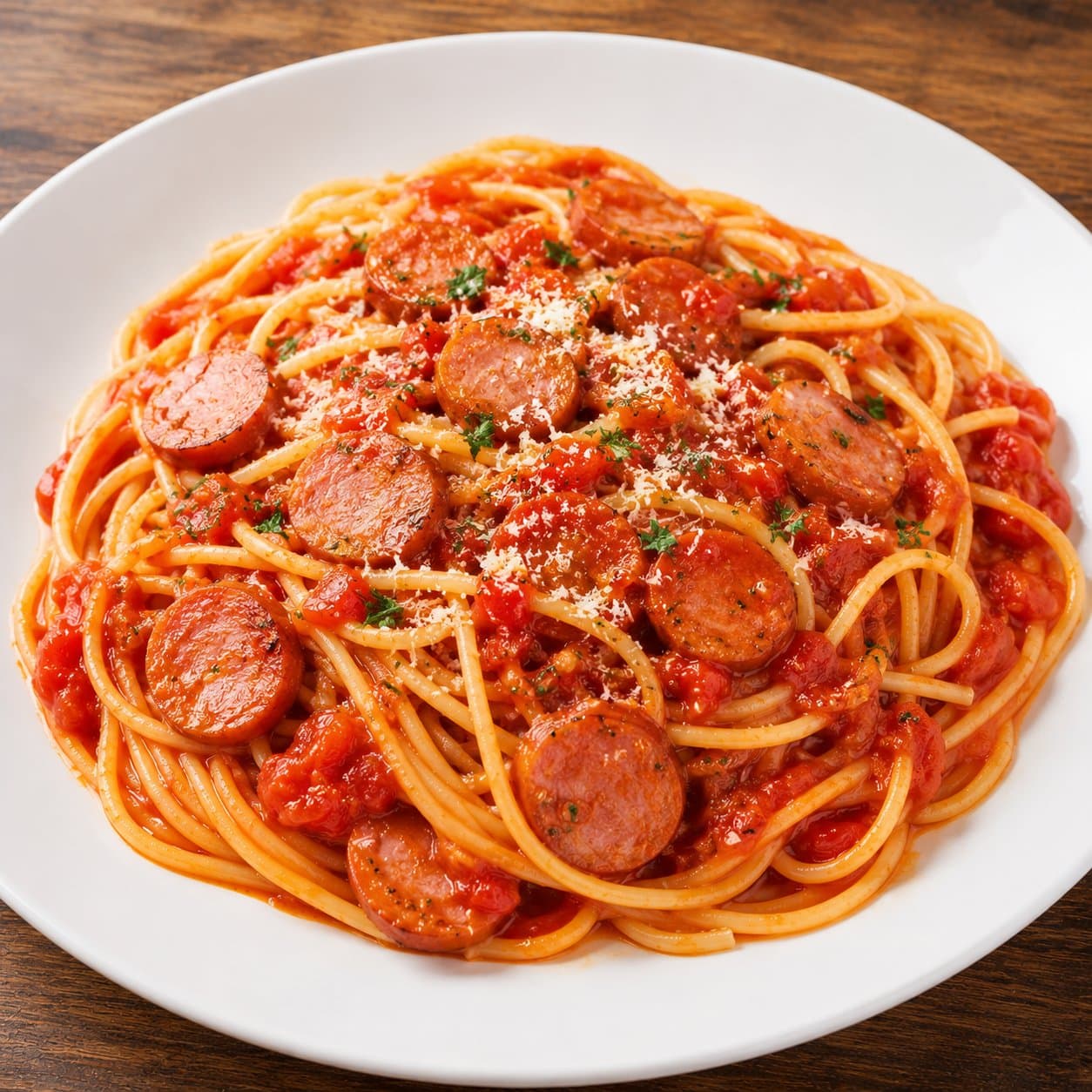 Pasta sốt cà chua xúc xích