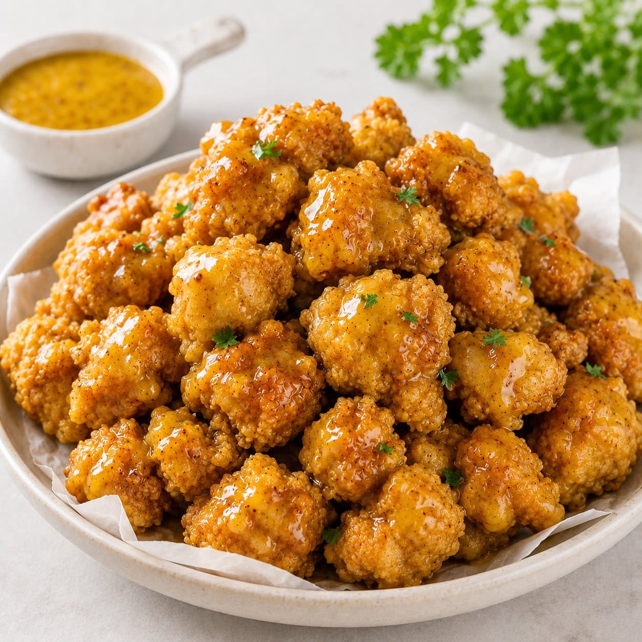 Gà Popcorn sốt mù tạt mật ong