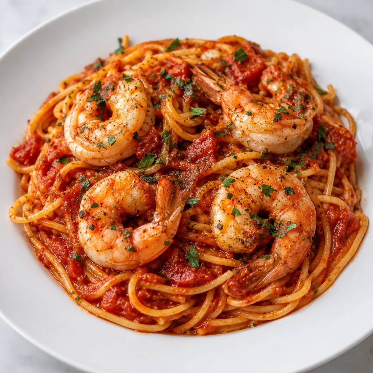 Pasta sốt cà chua tôm