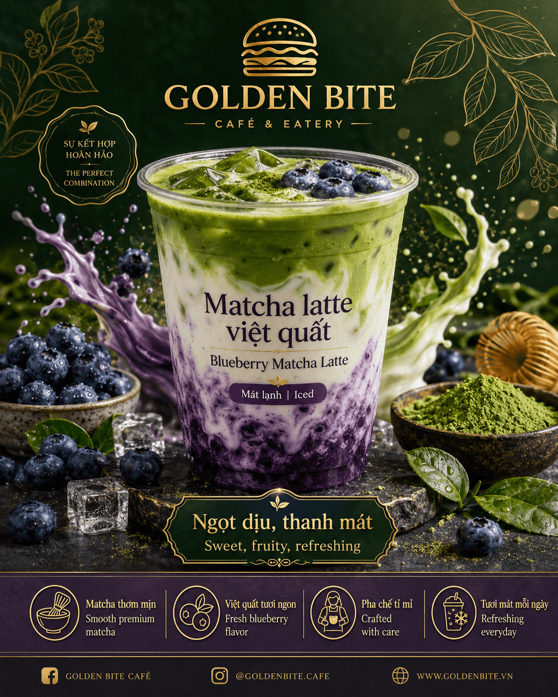 Blueberry Matcha Latte